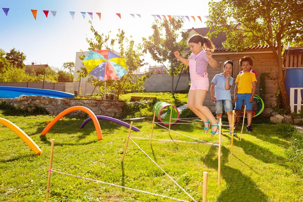 Children playing in the backyard